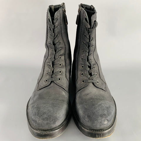 PAUL ANDREW Size 10 Black Nubuck Leather Side Zipper Boots