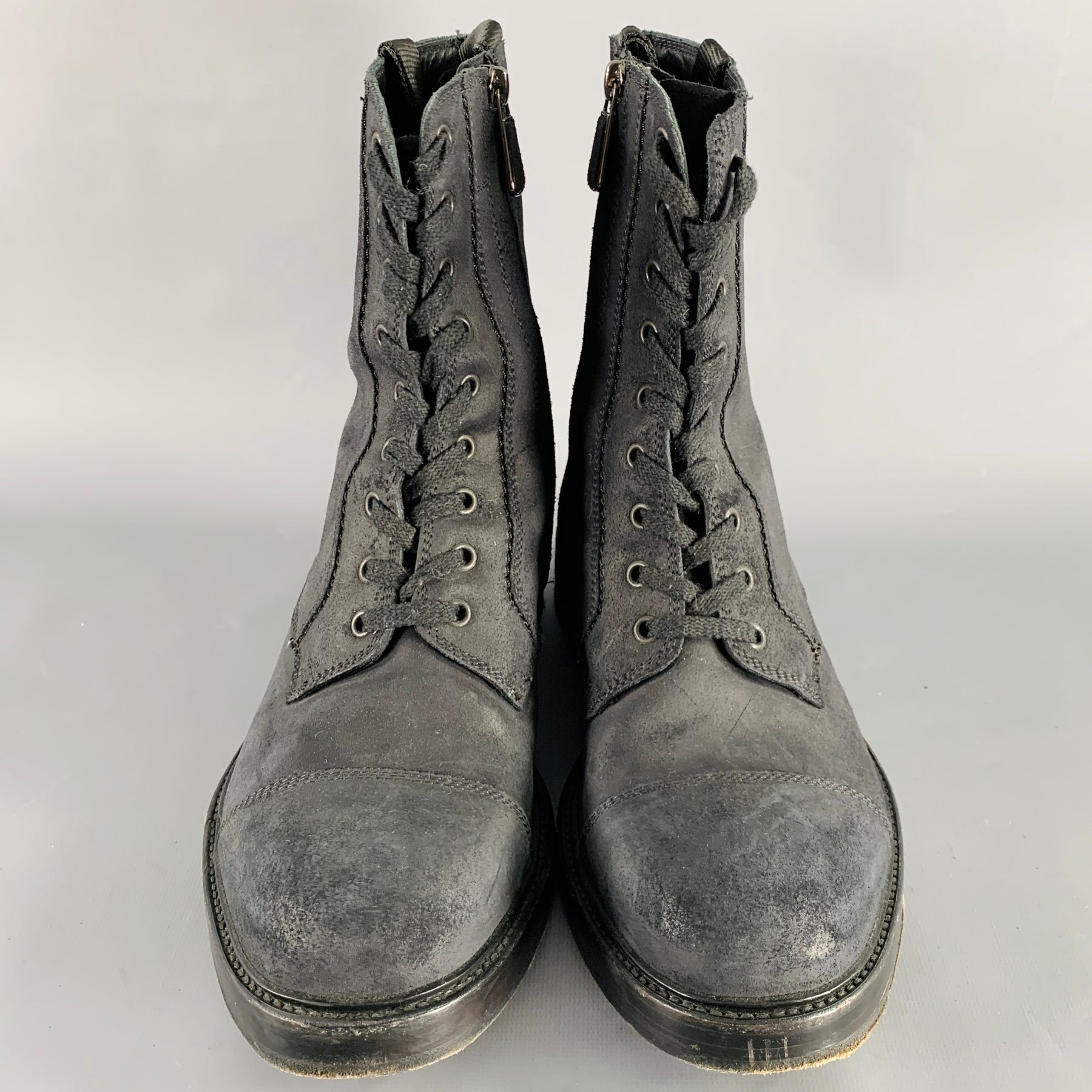 PAUL ANDREW Size 10 Black Nubuck Leather Side Zipper Boots  display picture 1