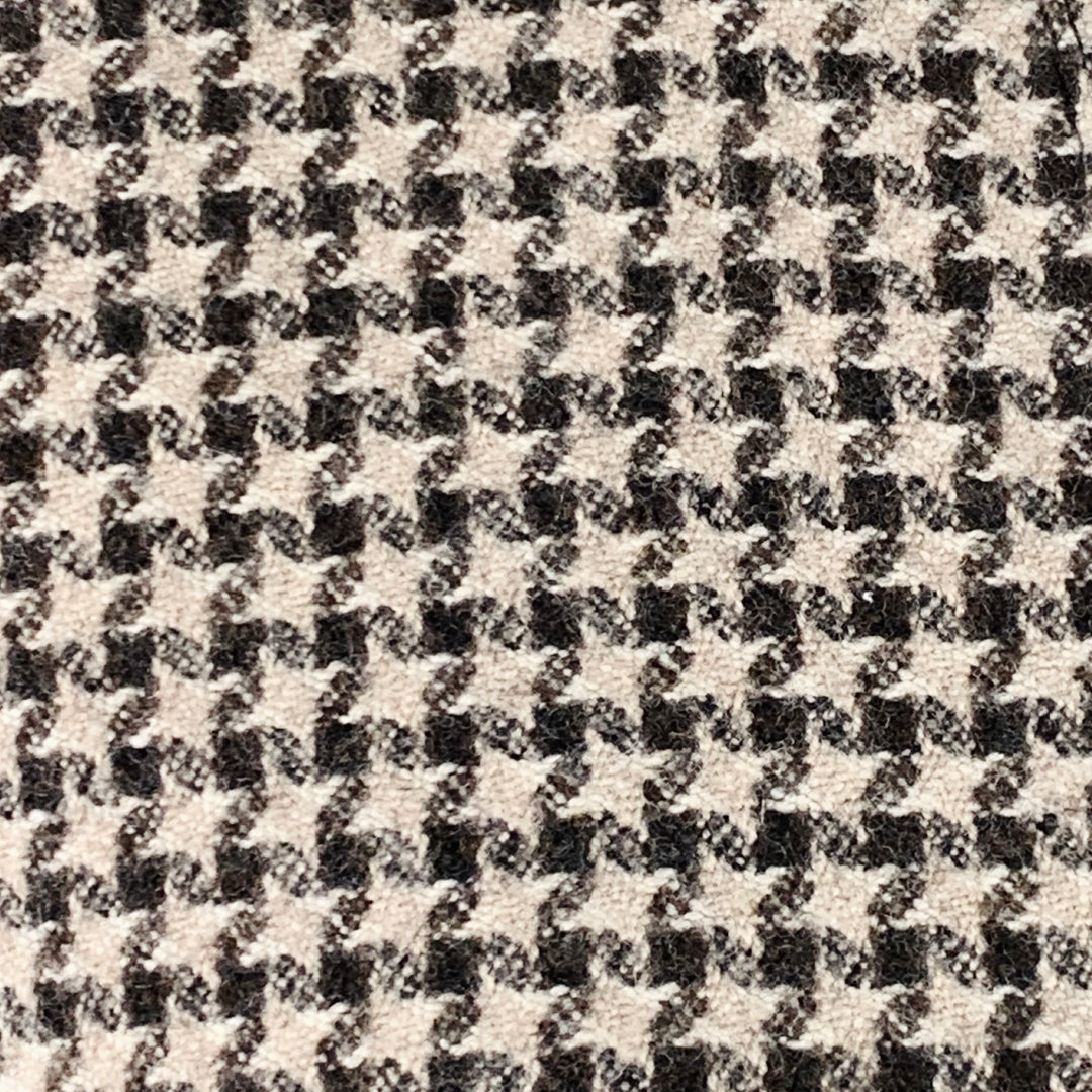 ARMANI COLLEZIONI Size 6 Brown Tan Wool Houndstooth Collarless Jacket Blazer