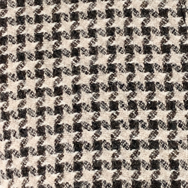 ARMANI COLLEZIONI Size 6 Brown Tan Wool Houndstooth Collarless Jacket Blazer