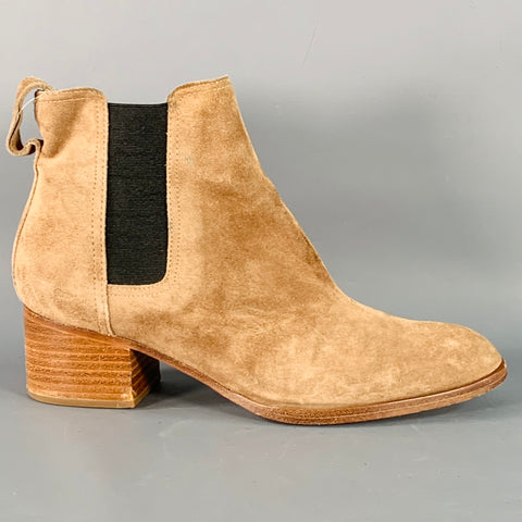 RAG & BONE Size 9 Camel Suede Stacked Heel Chelsea Ankle Boots