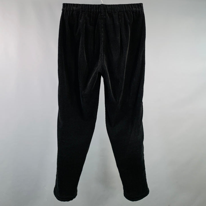 POST O'ALLS Size M Black Corduroy Cotton Elastic Waistband Casual Pants