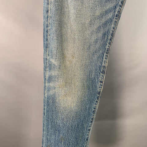RRL by RALPH LAUREN Size 29 Blue Cotton Distressed Straight Button Fly Jeans