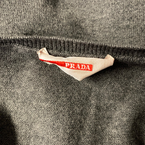 PRADA Size 44 Grey Cotton Cashmere V Neck Sweater