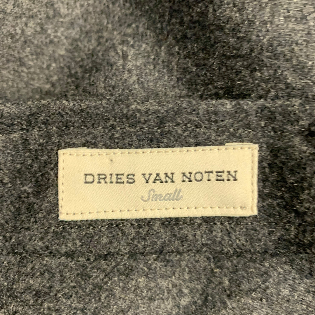DRIES VAN NOTEN Size S Grey Wool Cashmere Collarless Zip Up Coat