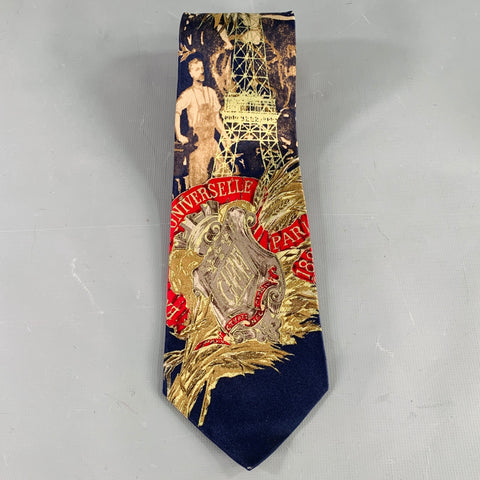 GIANFRANCO FERRE Burgundy Navy Silk Tie