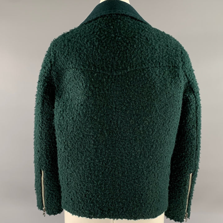 SANDRO Size 3 Teal Polyester Wool Moto Racer Coat