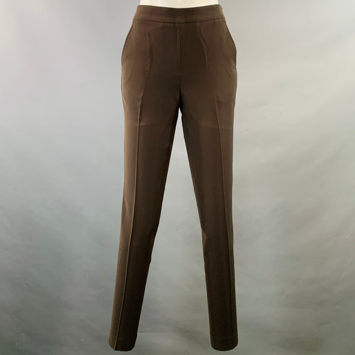 ARMANI COLLEZIONI Size 4 Brown Polyester Tapered Side Zipper Dress Pants