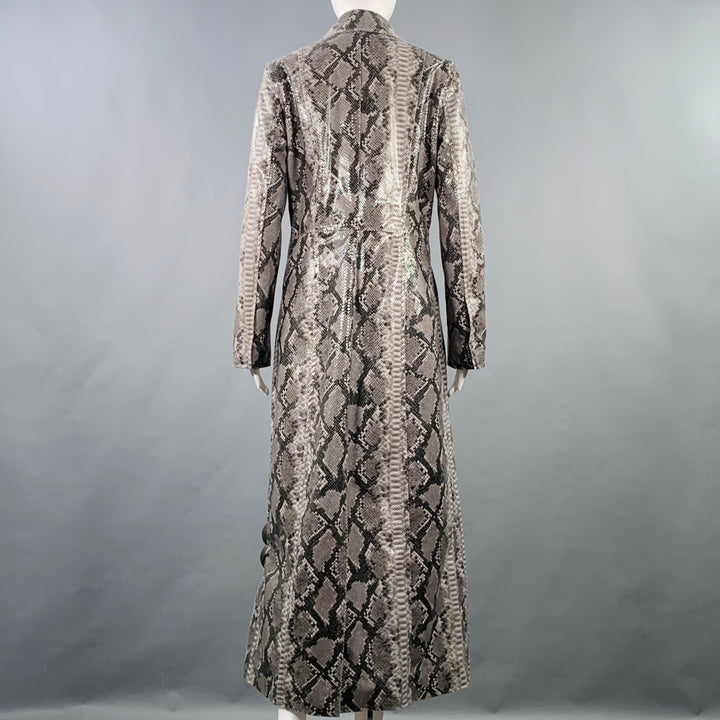 STAND STUDIO Size M Sasha Grey Black Polyester Blend Snakeskin Print Coat