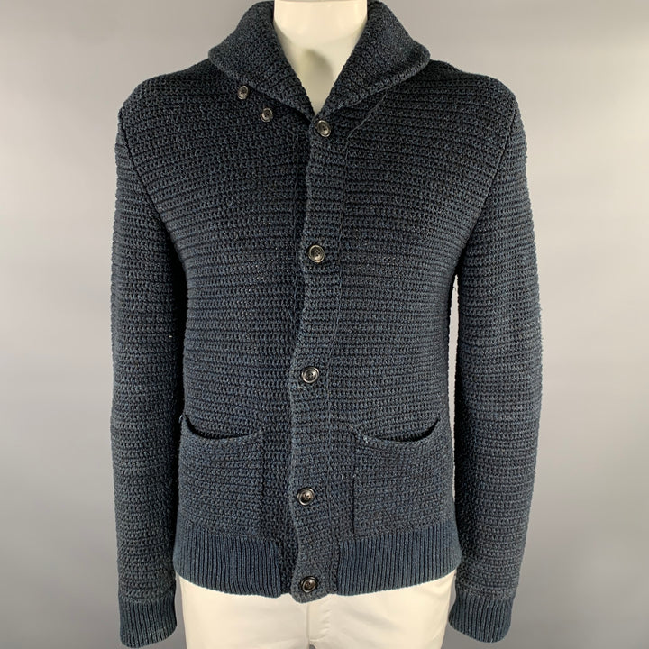 RRL by RALPH LAUREN Size L Navy Knit Cotton Shawl Cardigan