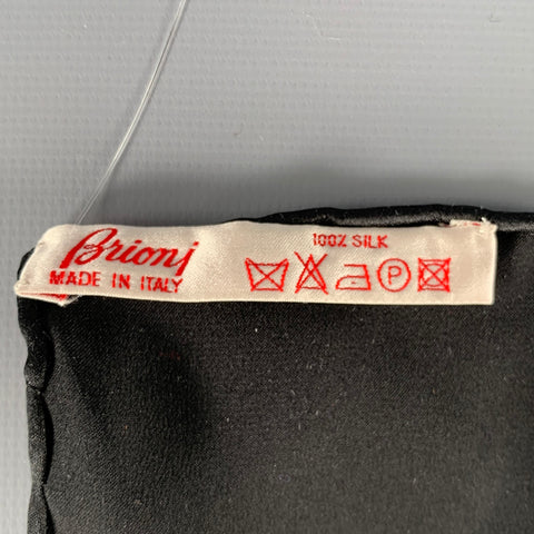 BRIONI Black Silk Satin Pocket Square
