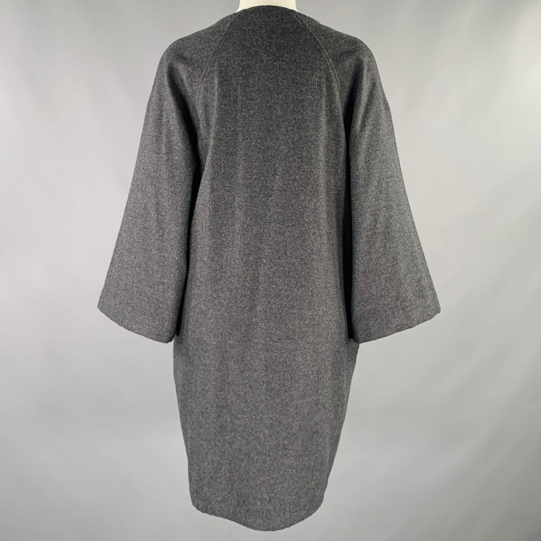 DRIES VAN NOTEN Size S Grey Wool Cashmere Collarless Zip Up Coat