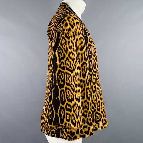 SASQUATCHfabrix Size S Black Beige Animal Print Wool Kimono Long Sleeve Shirt