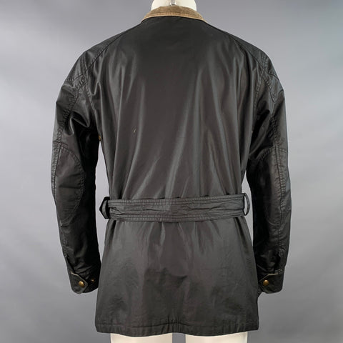 BELSTAFF 2012 Roadmaster Size M Black Waxed Cotton Zip Snaps Jacket