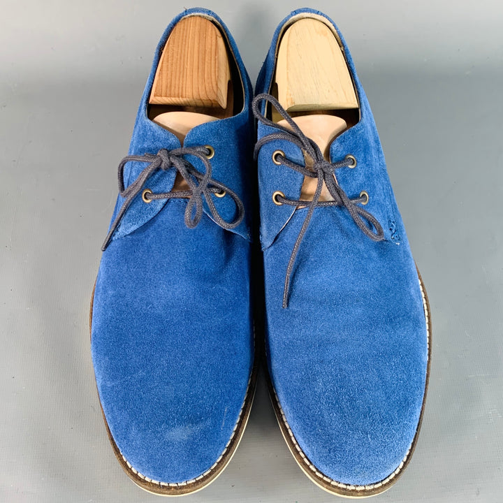 JOHN FLUEVOG Size 11 Blue Tan Suede Derby Lace-Up Shoes