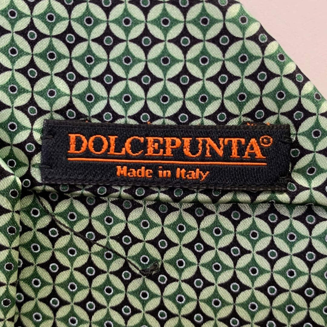DOLCEPUNTA Green Mint Geomatric Silk Tie