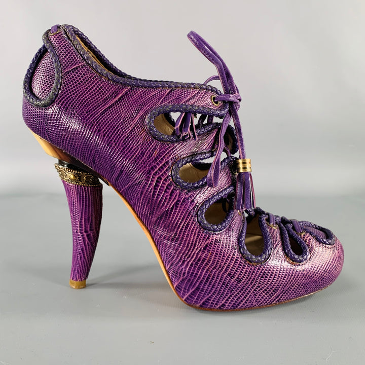 DIOR Size 6 Purple Lizard Ankle Platform Heels Pumps