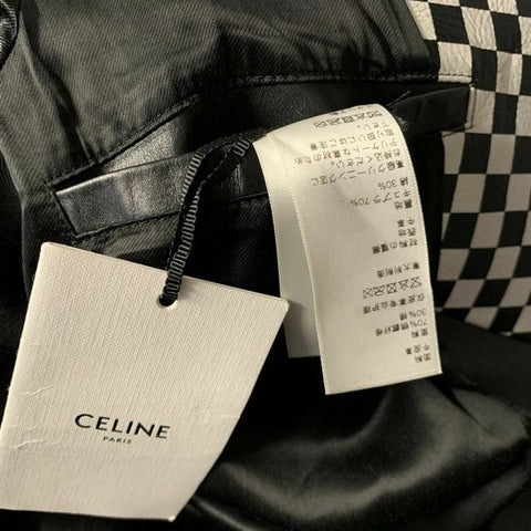 CELINE FW2019 Size 40 Black White Studded Leather Biker Jacket