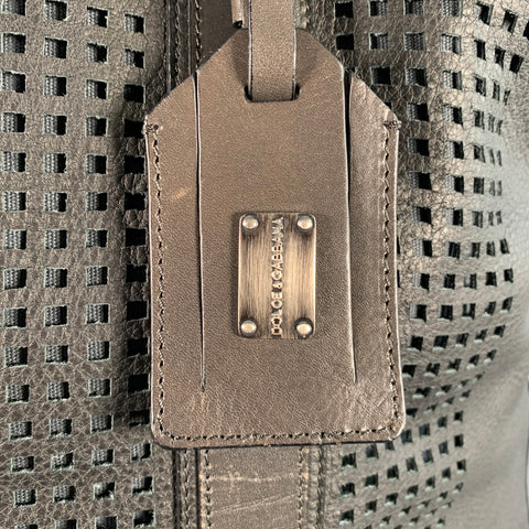 DOLCE & GABBANA Black Brown Perforated Leather Overnight Backpack Bag