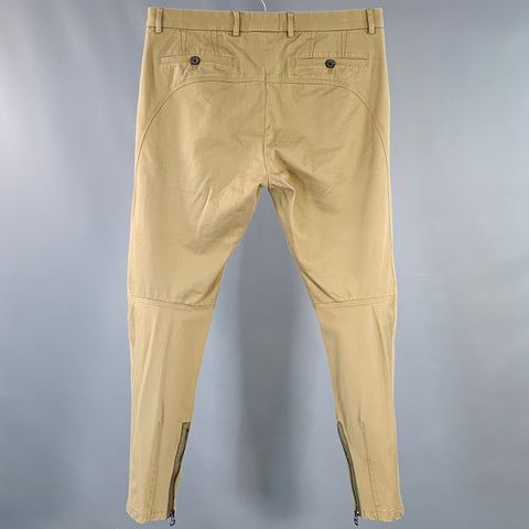 LANVIN Size 32 Tan Twill Cotton Tapered Ankle Zips Casual Pants