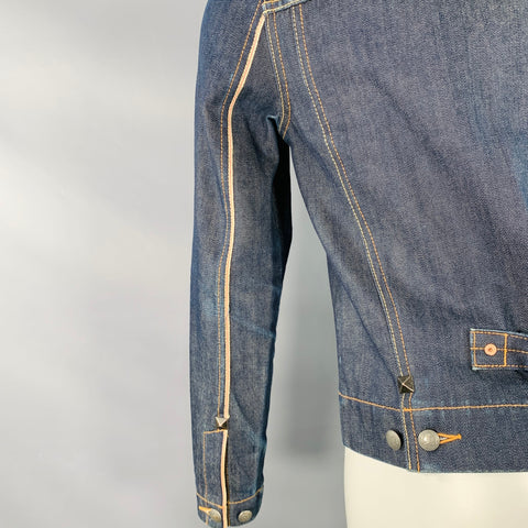 FIBEROPS Size S Blue Indigo Contrast Stitch Cotton Jacket