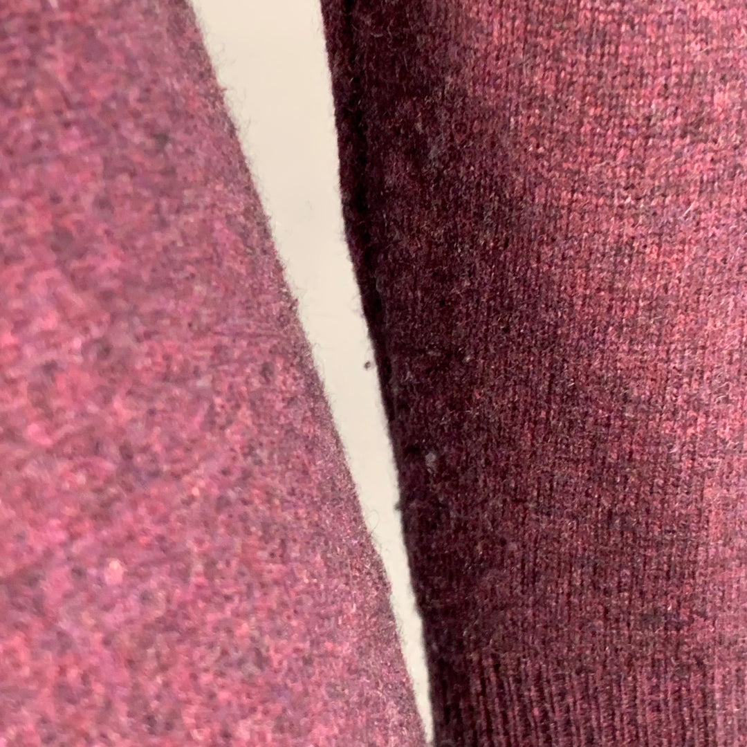FORTE Size XS Purple Maroon Melange Cashmere V-Neck Mini Sweater Dress