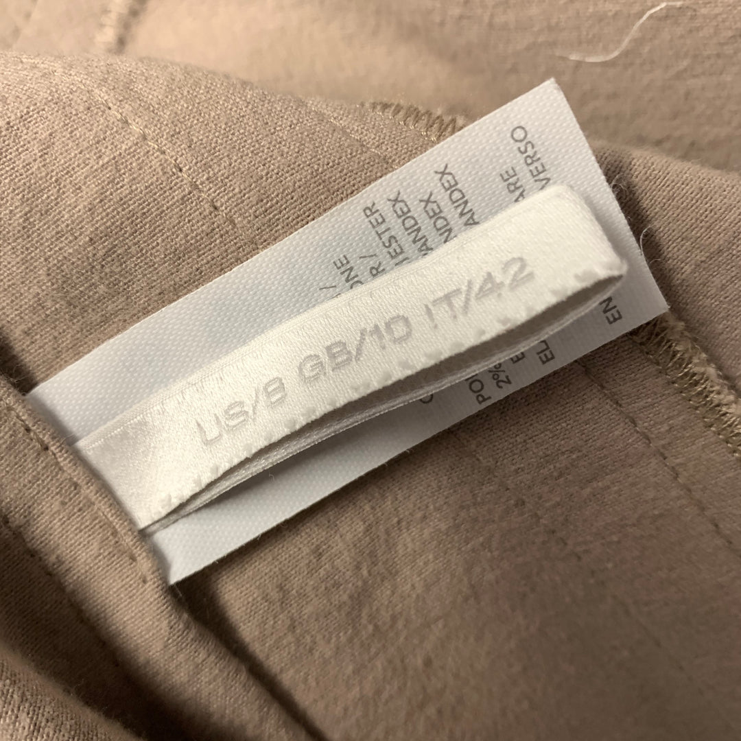 DONNA KARAN Size 8 Beige Cotton Blend Mock Collar Jacket