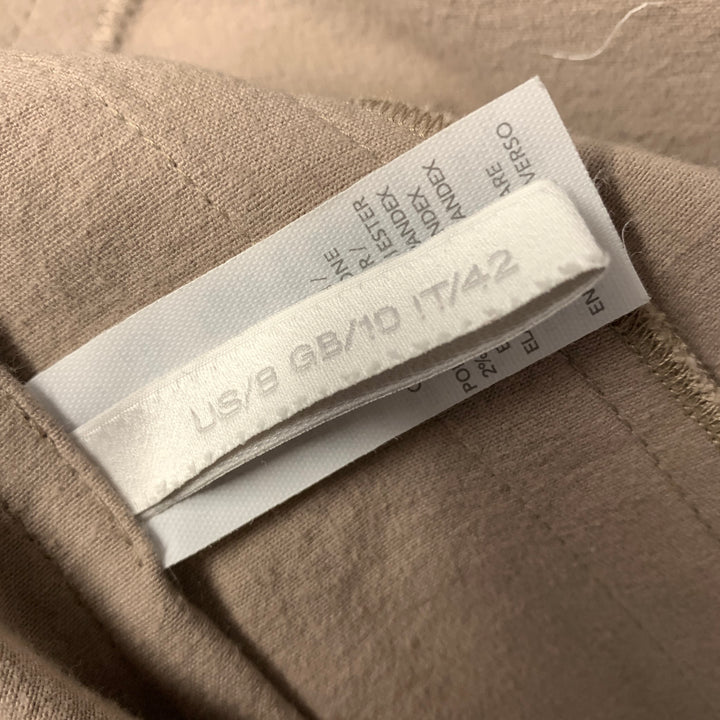 DONNA KARAN Size 8 Beige Cotton Blend Mock Collar Jacket