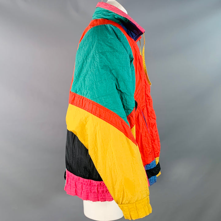 GIACCA Size S Multi Color Polyester Color Block Zip Snaps Jacket