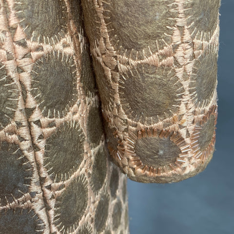 MILA SCHON Size 6 Beige Tan Polyester Circles Beaded Coat
