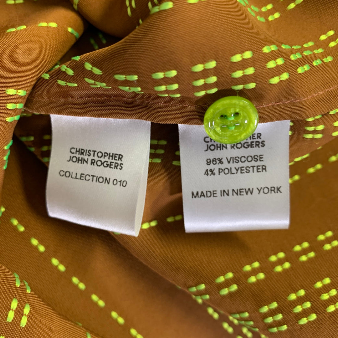 CHRISTOPHER JOHN ROGERS Size S Brown Green Viscose Blend Long Sleeve Shirt