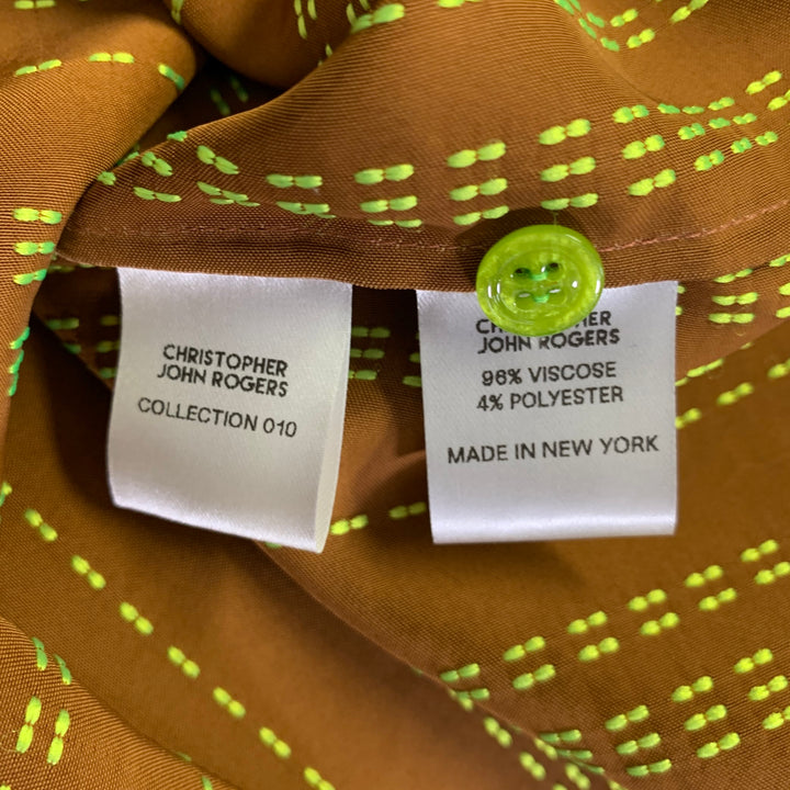 CHRISTOPHER JOHN ROGERS Size S Brown Green Viscose Blend Long Sleeve Shirt