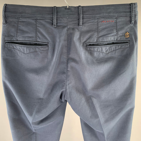 INCOTEX Size 32 Navy Slim Casual Pants