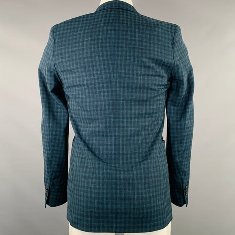 PAUL SMITH Size 36 Green Navy Checkered Wool Linen Sport Coat