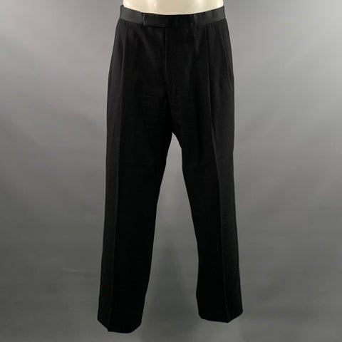 BURBERRYS Chest Size 41 Black Solid Wool 36 29 Suit