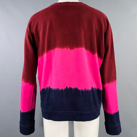 THE ELDER STATESMAN Size M Burgundy Pink Navy Color Block Cotton Sweatshirt