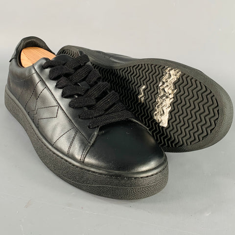 KENZO Size 10 Black Leather Rubber Sole Low Top Sneakers