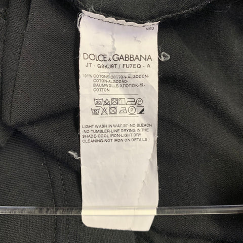 DOLCE & GABBANA Size L Black White Logo Cotton Crew Neck T-shirt
