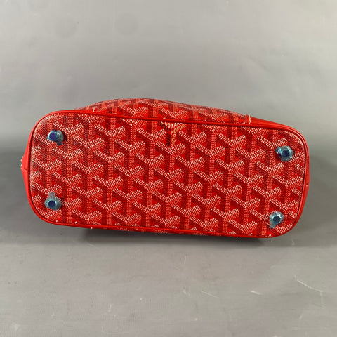 GOYARD BELUGA Red Monogram Canvas Leather Top Handles Handbag