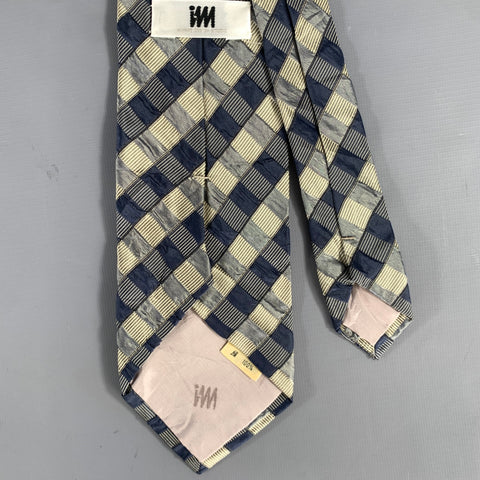ISSEY MIYAKE Navy Silver Jacquard Silk Tie