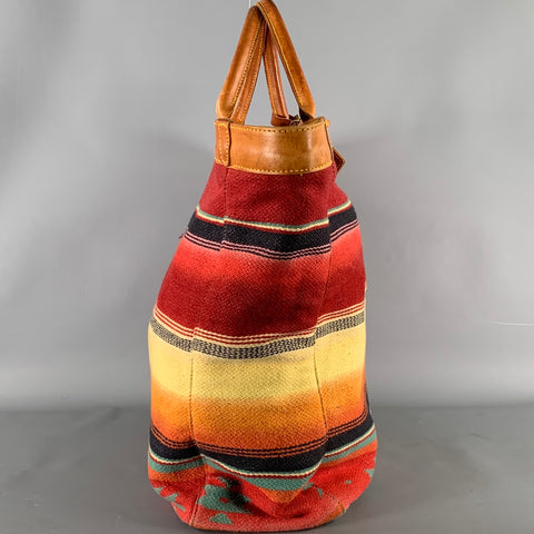 RALPH LAUREN Multi-Color Brown Serape Tote Bag