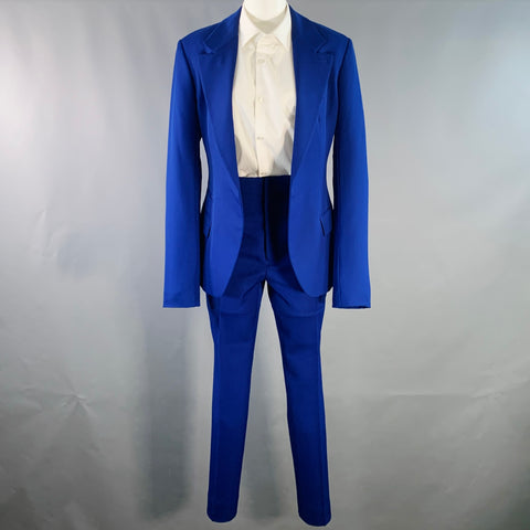 HAIDER ACKERMANN Size 36 Blue Royal Blue Wool Notch Lapel Suit