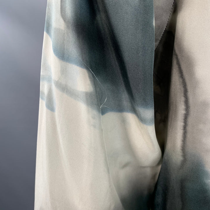 PATRIK ERVELL FW12 Size M Grey Ivory Marbled Silk Twill Button Down Collar Long Sleeve Shirt