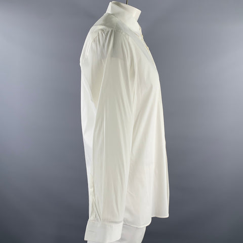 PRADA Size XL Cream Solid Cotton Blend Tuxedo Long Sleeve Shirt
