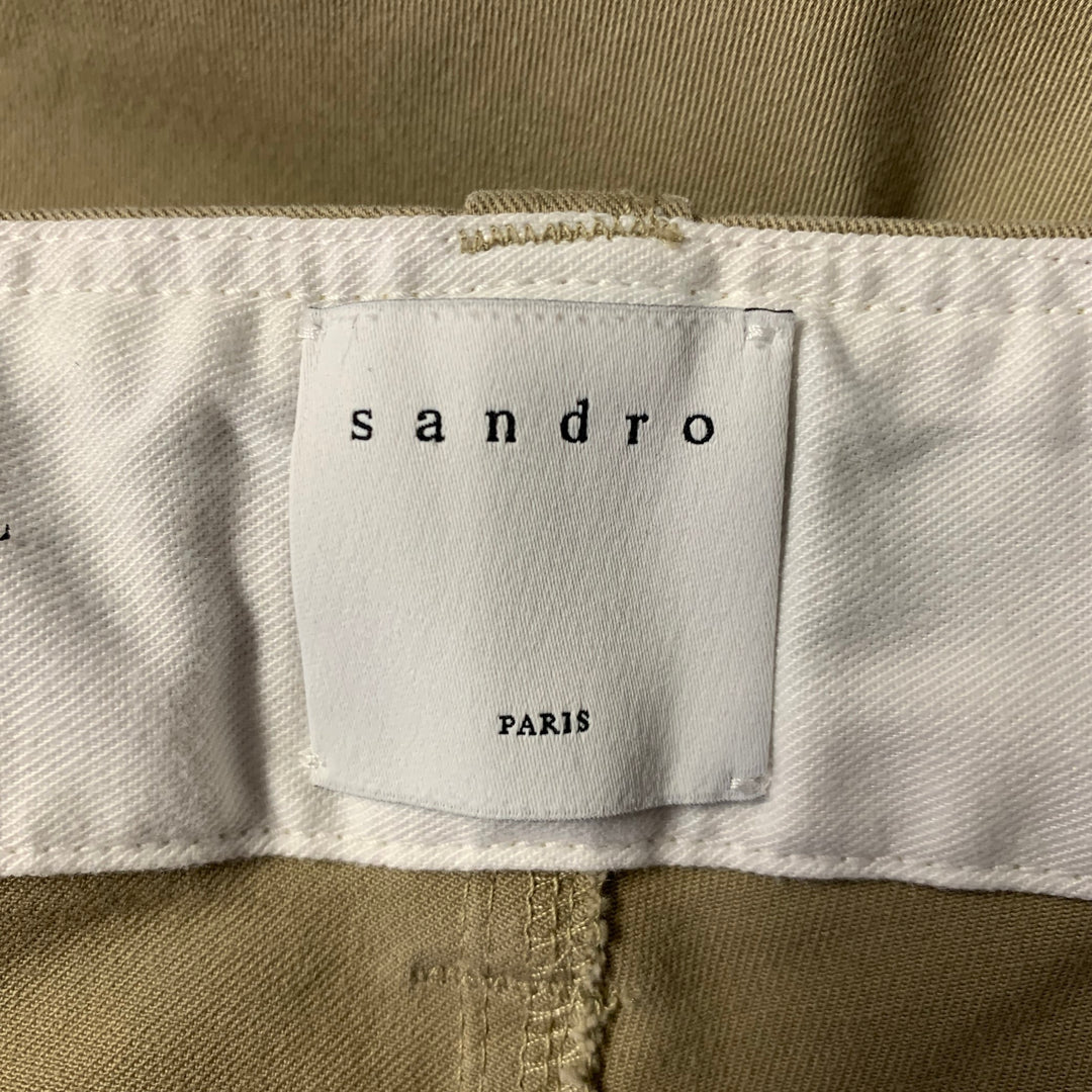 SANDRO Size 36 Khaki Solid Cotton Blend Button Fly Casual Pants