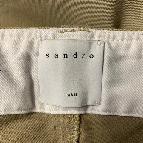 SANDRO Size 36 Khaki Solid Cotton Blend Button Fly Casual Pants