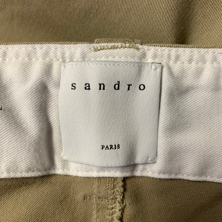 SANDRO Size 36 Khaki Solid Cotton Blend Button Fly Casual Pants
