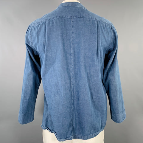 ELEPHANT BLANC Size L Blue Cotton Western Long Sleeve Shirt