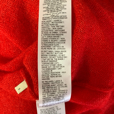 GUCCI Size S Red Mohair Silk Feather Sleeve Pullover