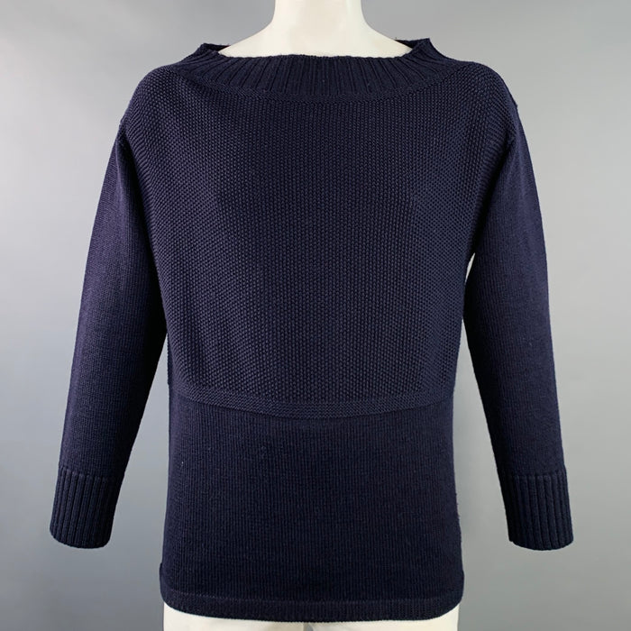 BURBERRY PRORSUM Size XL Navy Knit Virgin Wool Scoop Neck Sweater